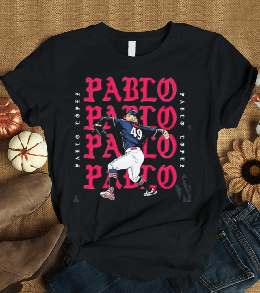 49 Pablo López Minnesota Twins Pitching Action Typography T-Shirt