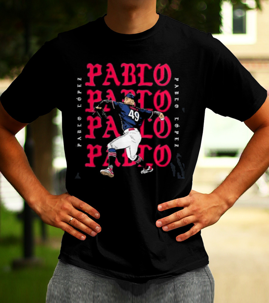 49 Pablo López Minnesota Twins Pitching Action Typography T-Shirt