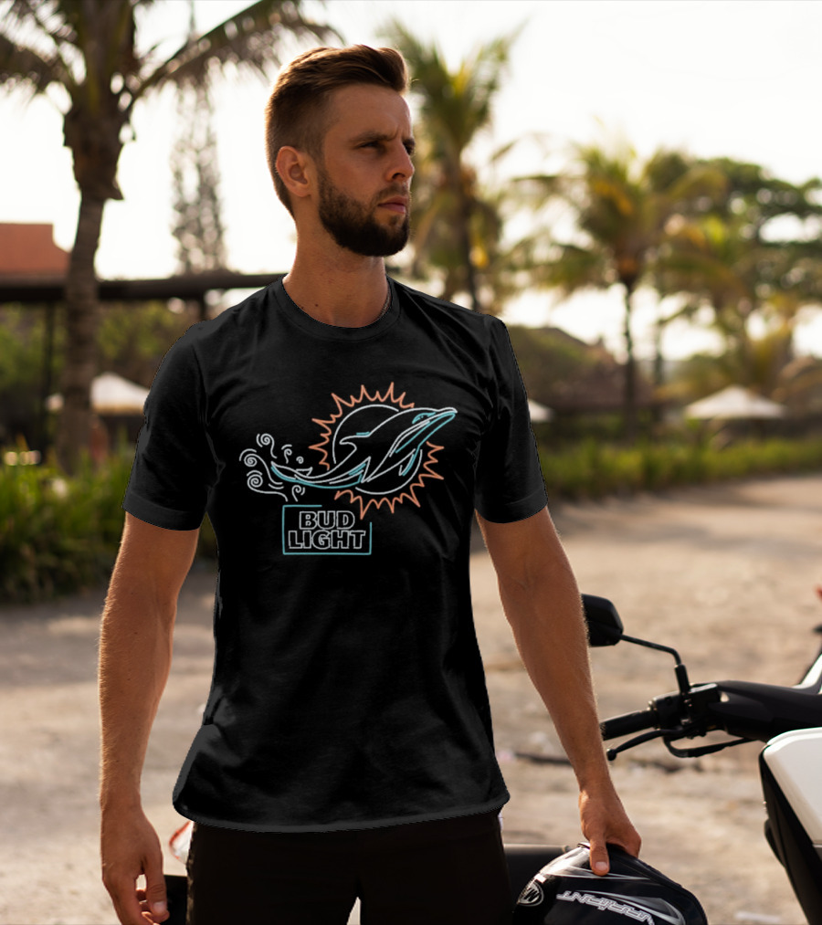 Bud Light NFL Miami Dolphins Sun And Dolphin T-Shirt