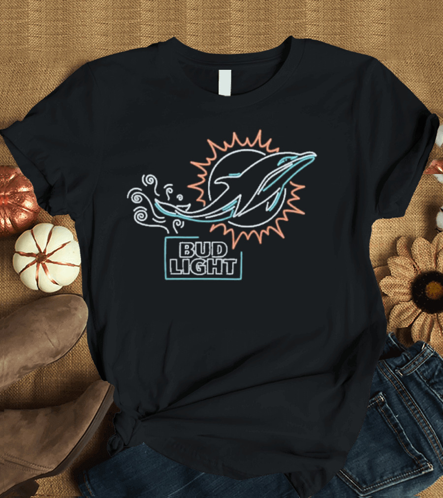 Bud Light NFL Miami Dolphins Sun And Dolphin T-Shirt