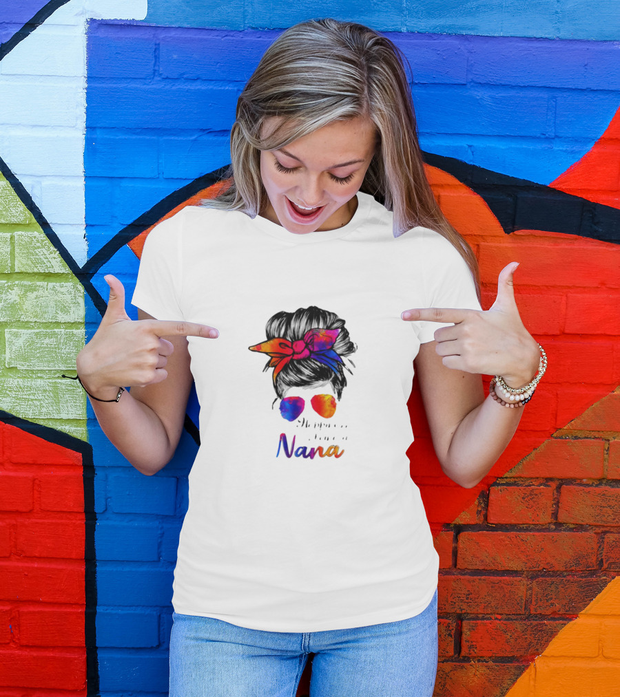 Happiness Is Being A Nana Colorful Bandana And Sunglasses T-Shirt