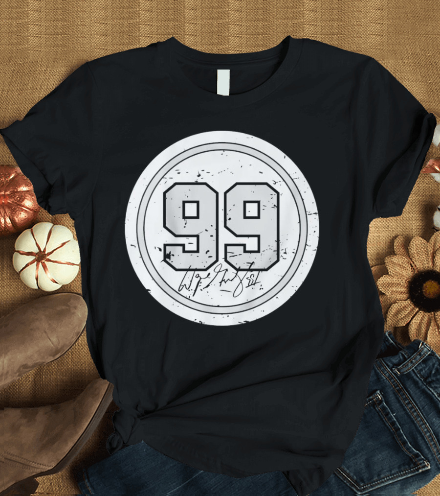 Wayne Gretzky No. 99 Circle Signature Los Angeles T-Shirt