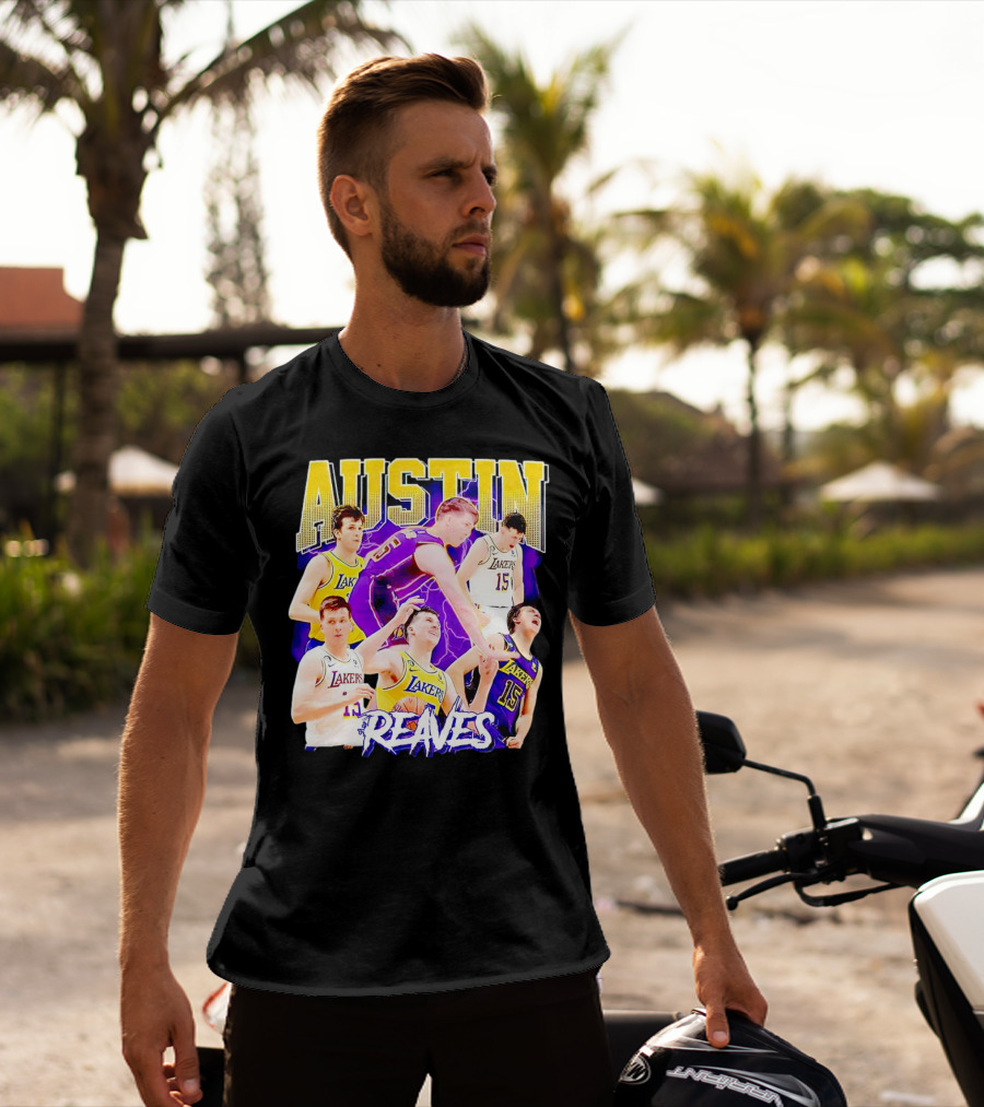 Austin Reaves Lakers Basketball Dynamic Action Collage T-Shirt