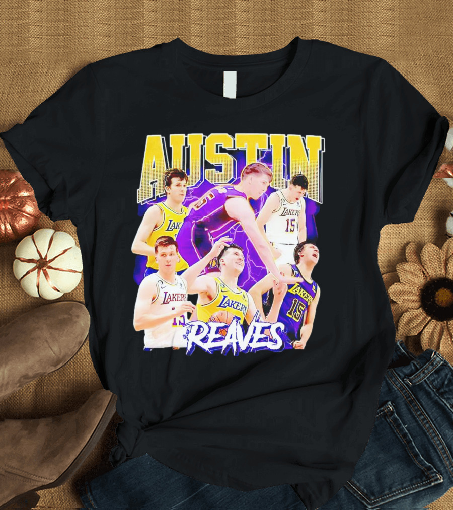 Austin Reaves Lakers Basketball Dynamic Action Collage T-Shirt