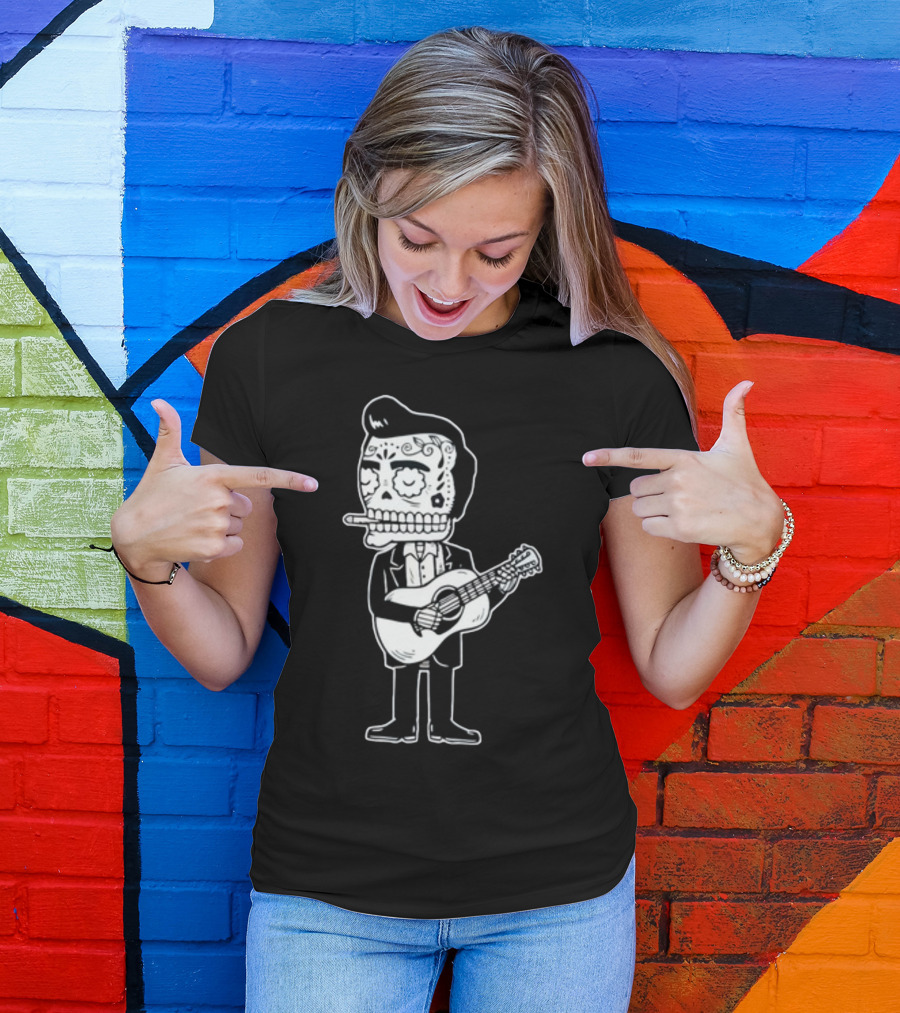 Stephen King Johnny Cash Calavera Gocco Skull Guitarist Figure T-Shirt