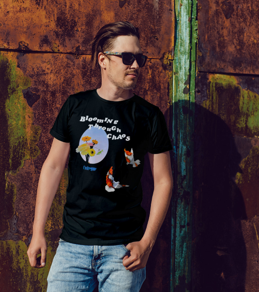 Blooming Through Chaos Civilregime Floral And Bird Motif T-Shirt