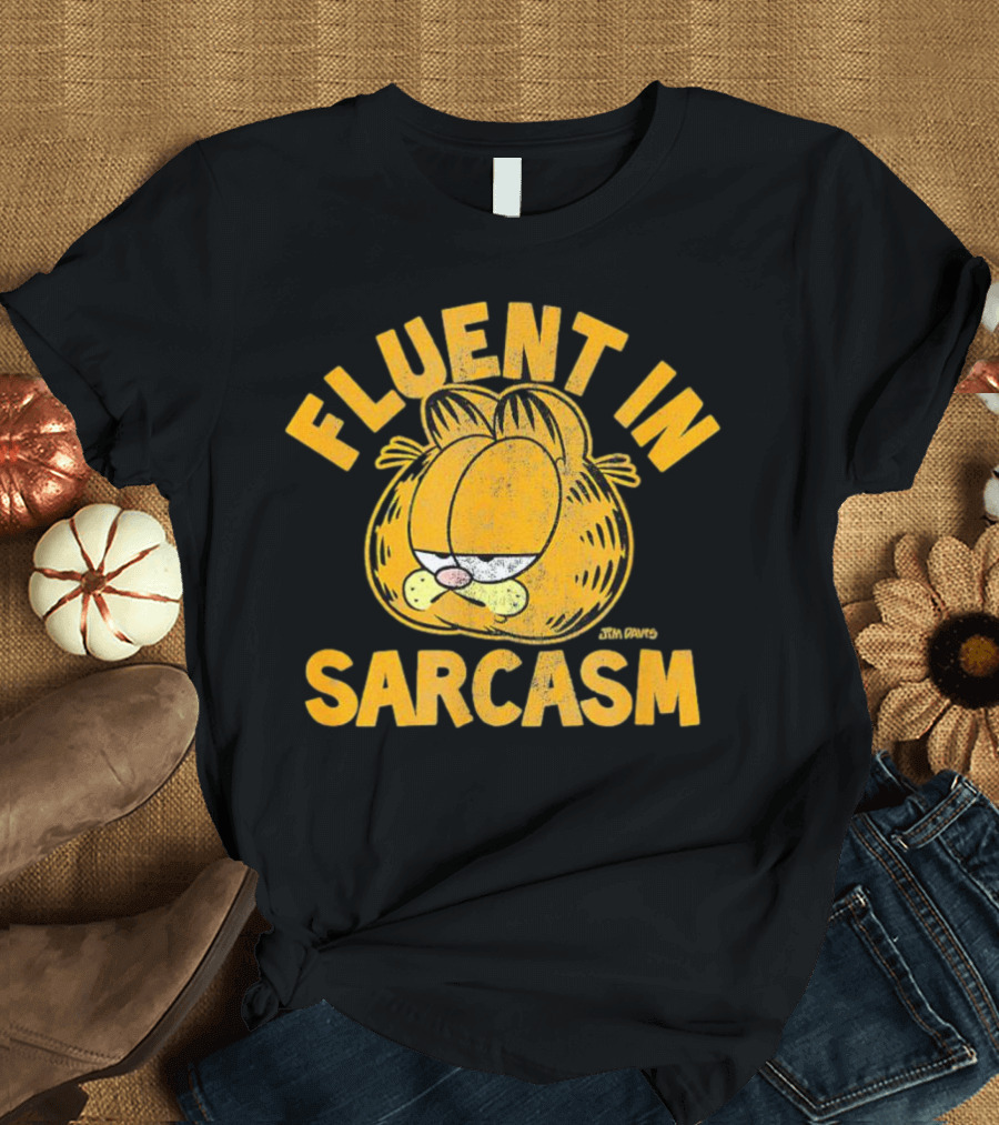 Garfield Fluent In Sarcasm Jim Davis Iconic Cat Image T-Shirt