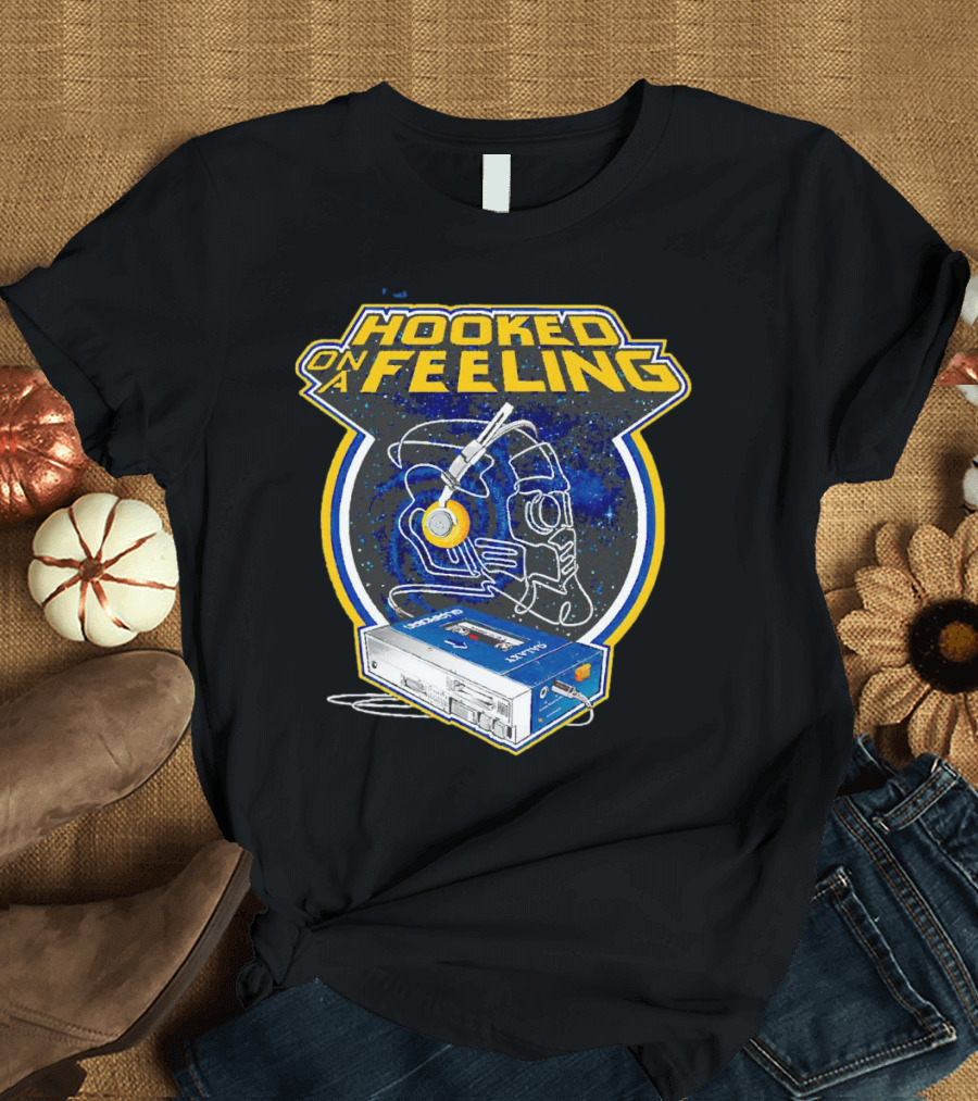 Hooked On A Feeling Cassette Tape And Headphones Space T-Shirt
