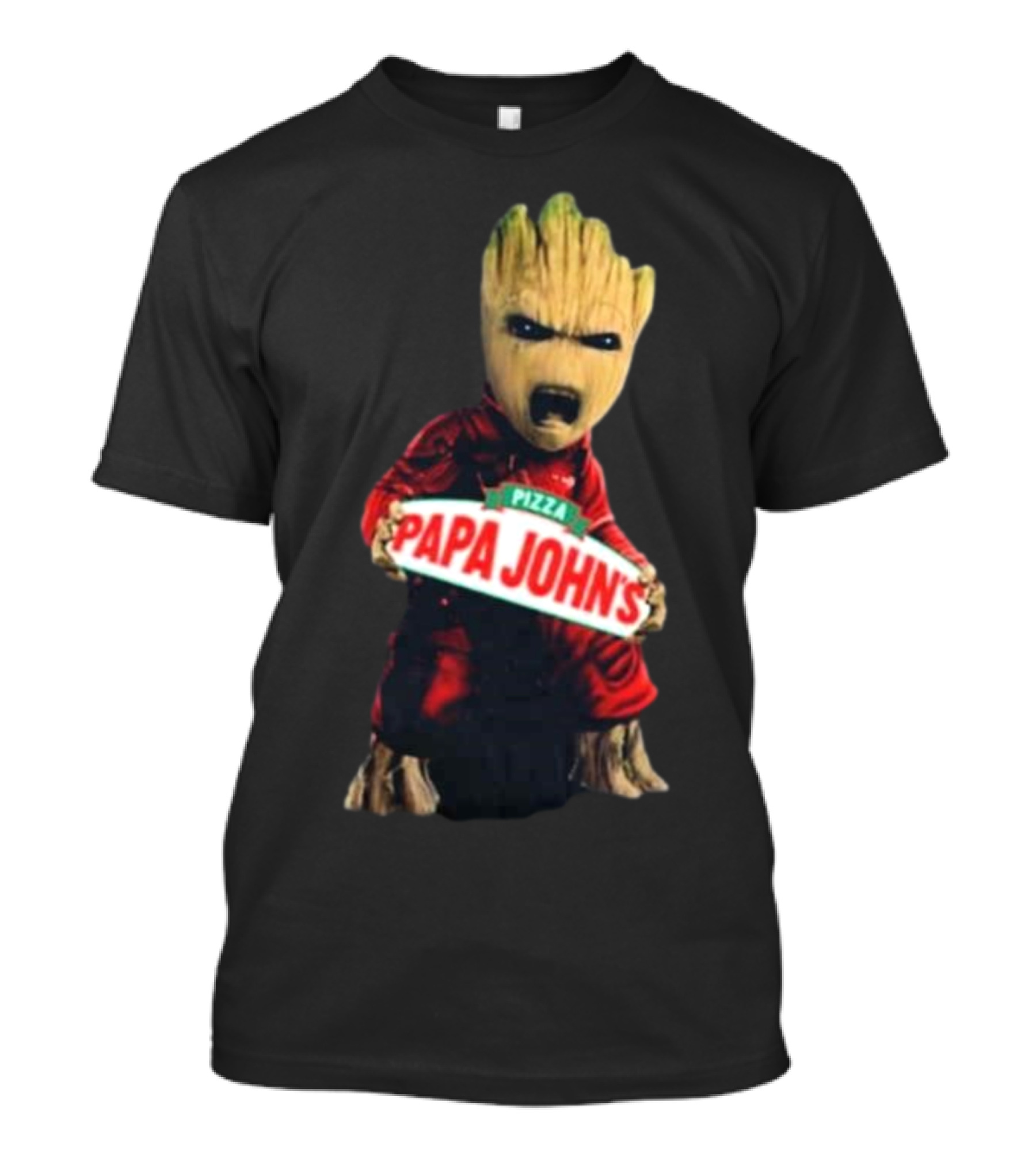 Baby Groot Holding Papa John’s Pizza Sign T-Shirt