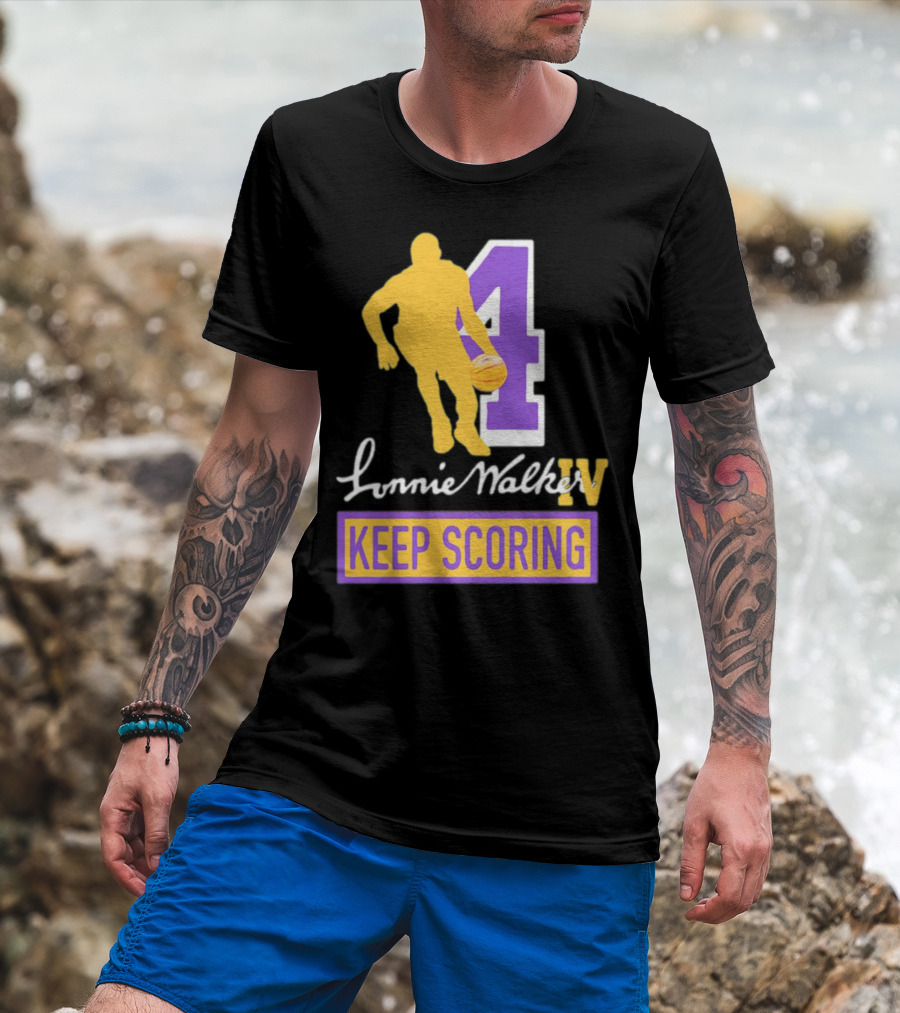 Lonnie Walker IV Keep Scoring Basketball Number 4 T-Shirt