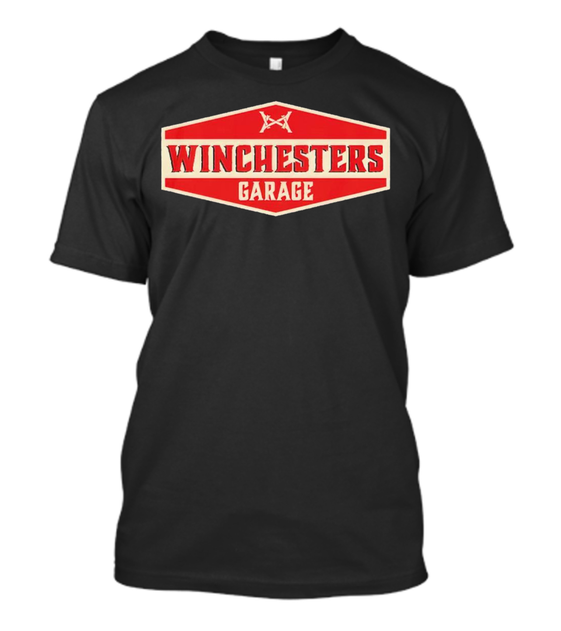 Winchester's Garage Red Hexagonal Shield With Crossed Wrenches T-Shirt
