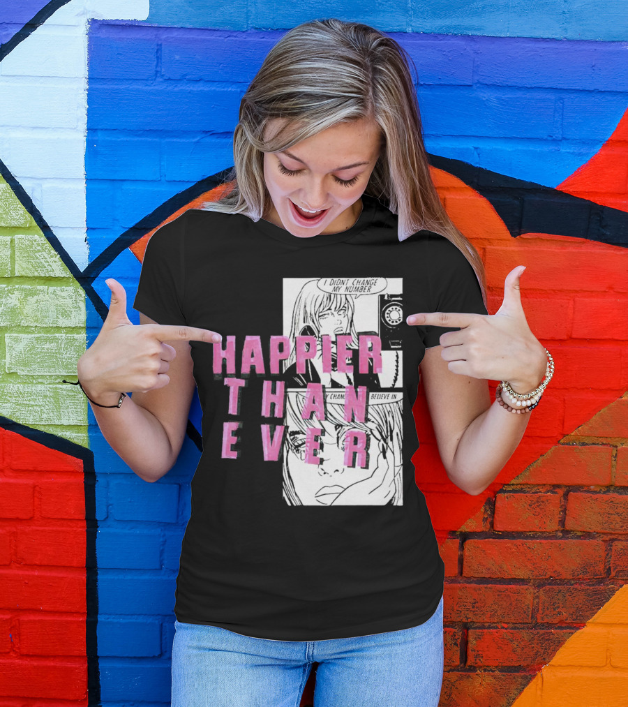 Happier Than Ever Didn't Change My Number Billie Eilish Comic T-Shirt