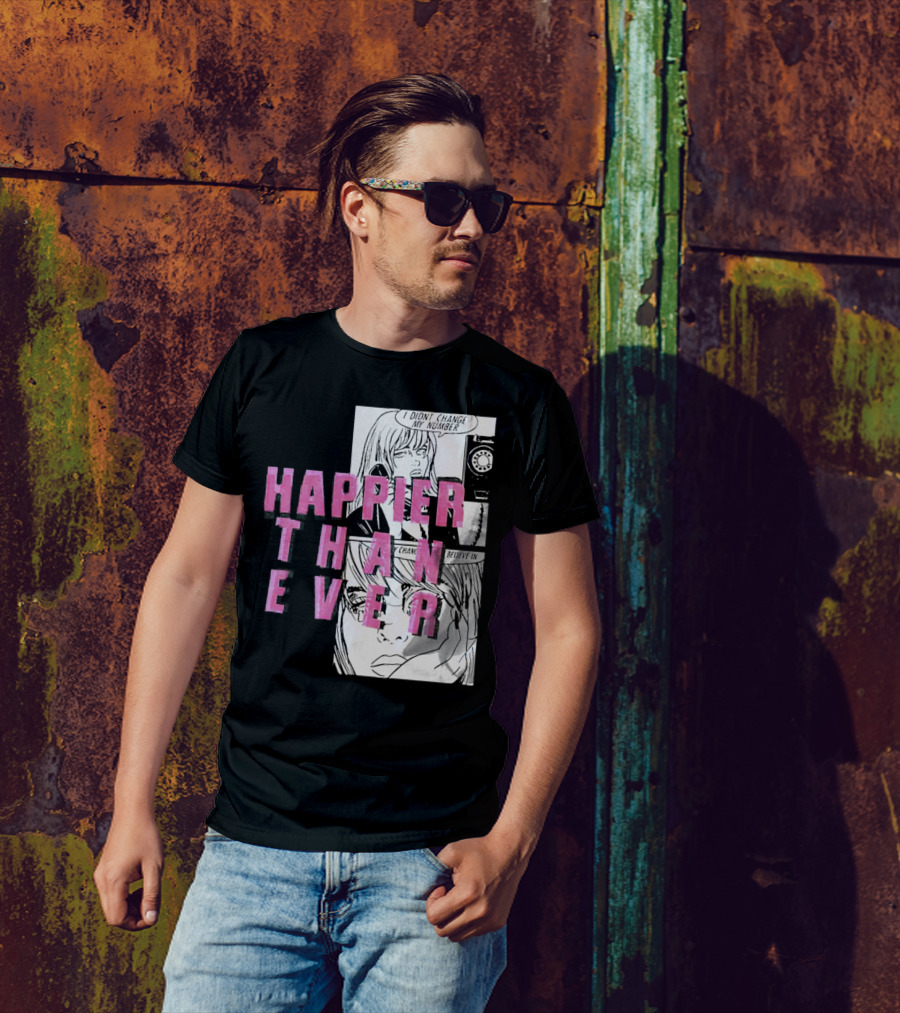 Happier Than Ever Didn't Change My Number Billie Eilish Comic T-Shirt