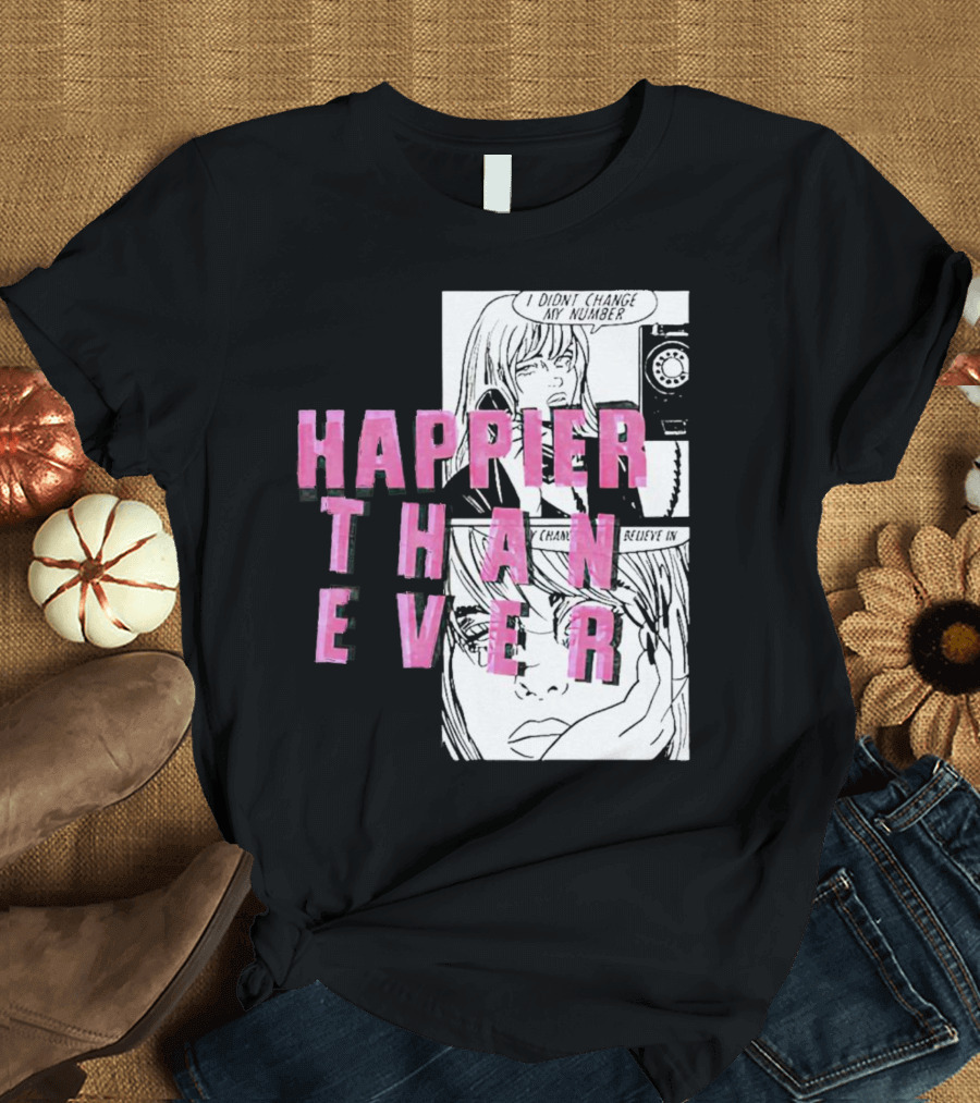 Happier Than Ever Didn't Change My Number Billie Eilish Comic T-Shirt