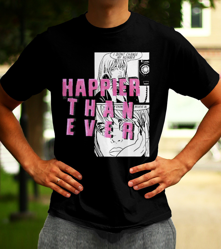 Happier Than Ever Didn't Change My Number Billie Eilish Comic T-Shirt