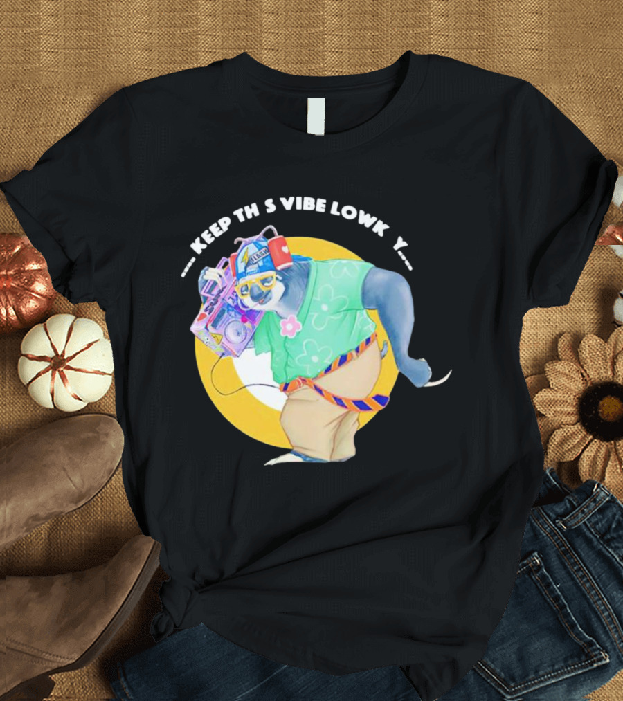 Sloth Keeping This Vibe Lowkey With Boombox And Sunglasses T-Shirt