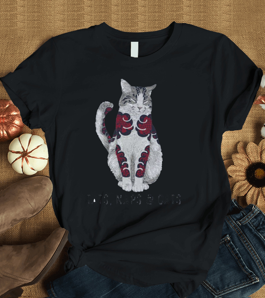 Tats Naps And Cats Inked Feline Charm T-Shirt