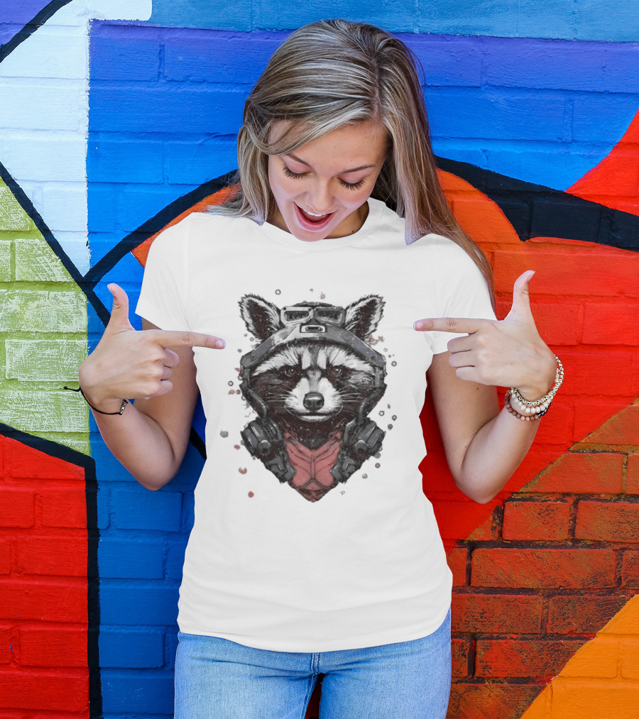 Rocket Raccoon Guardians Of The Galaxy Masked T-Shirt