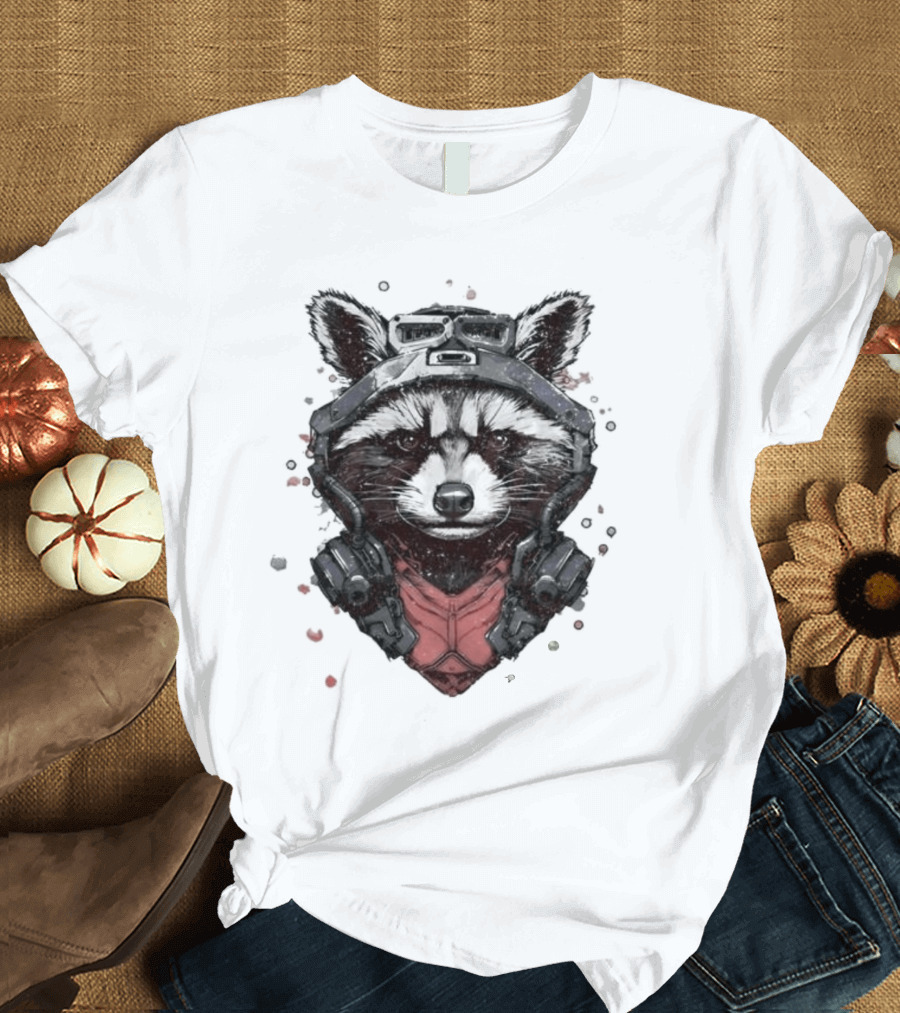 Rocket Raccoon Guardians Of The Galaxy Masked T-Shirt