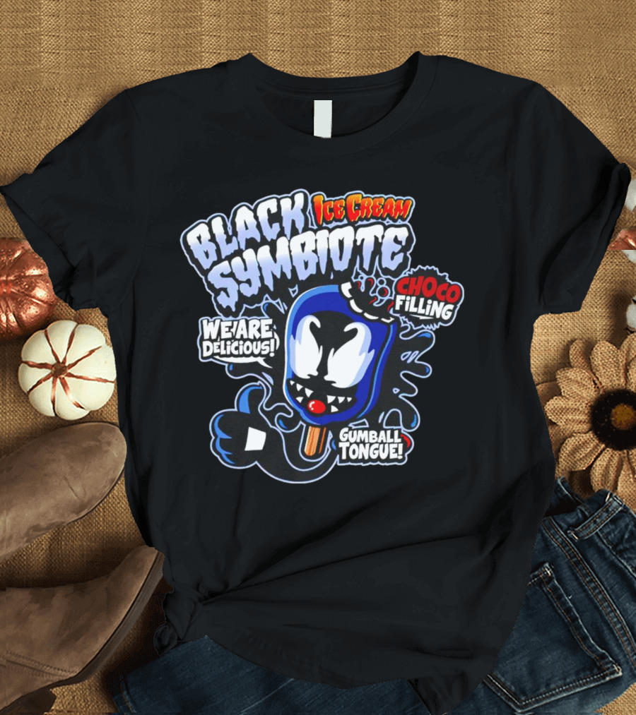Black Symbiote Ice Cream Choco Filling Gumball Tongue We Are Delicious T-Shirt