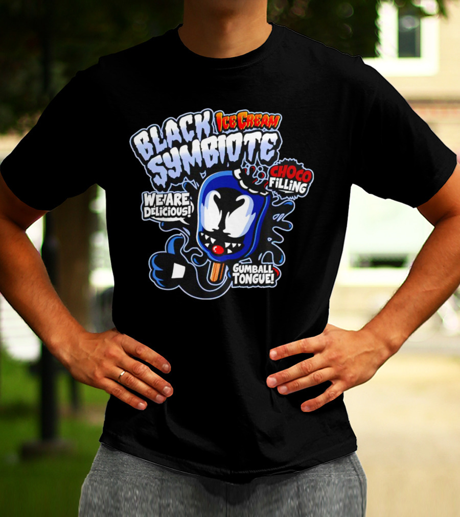 Black Symbiote Ice Cream Choco Filling Gumball Tongue We Are Delicious T-Shirt