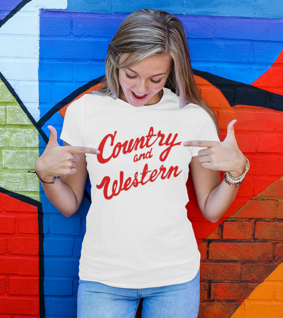 Country And Western Red Script T-Shirt