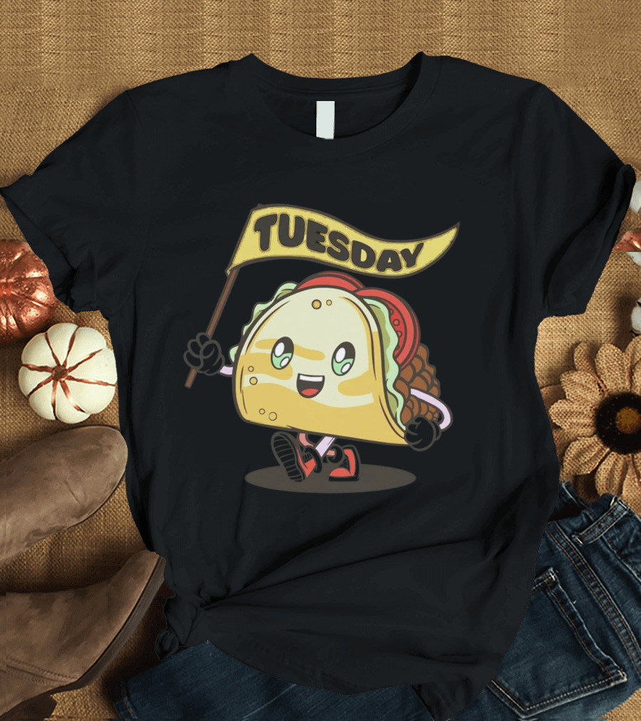 Happy Taco Holding Tuesday Flag T-Shirt