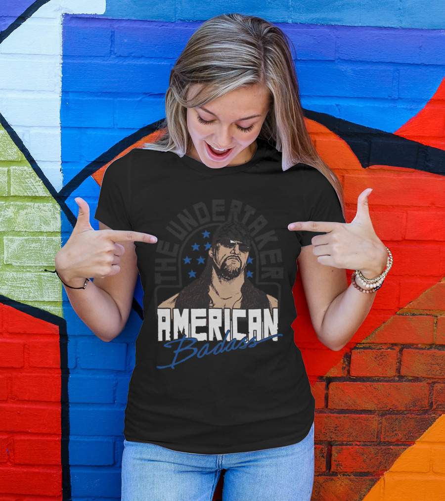 The Undertaker American Badass Stars Sunglasses Long Hair T-Shirt