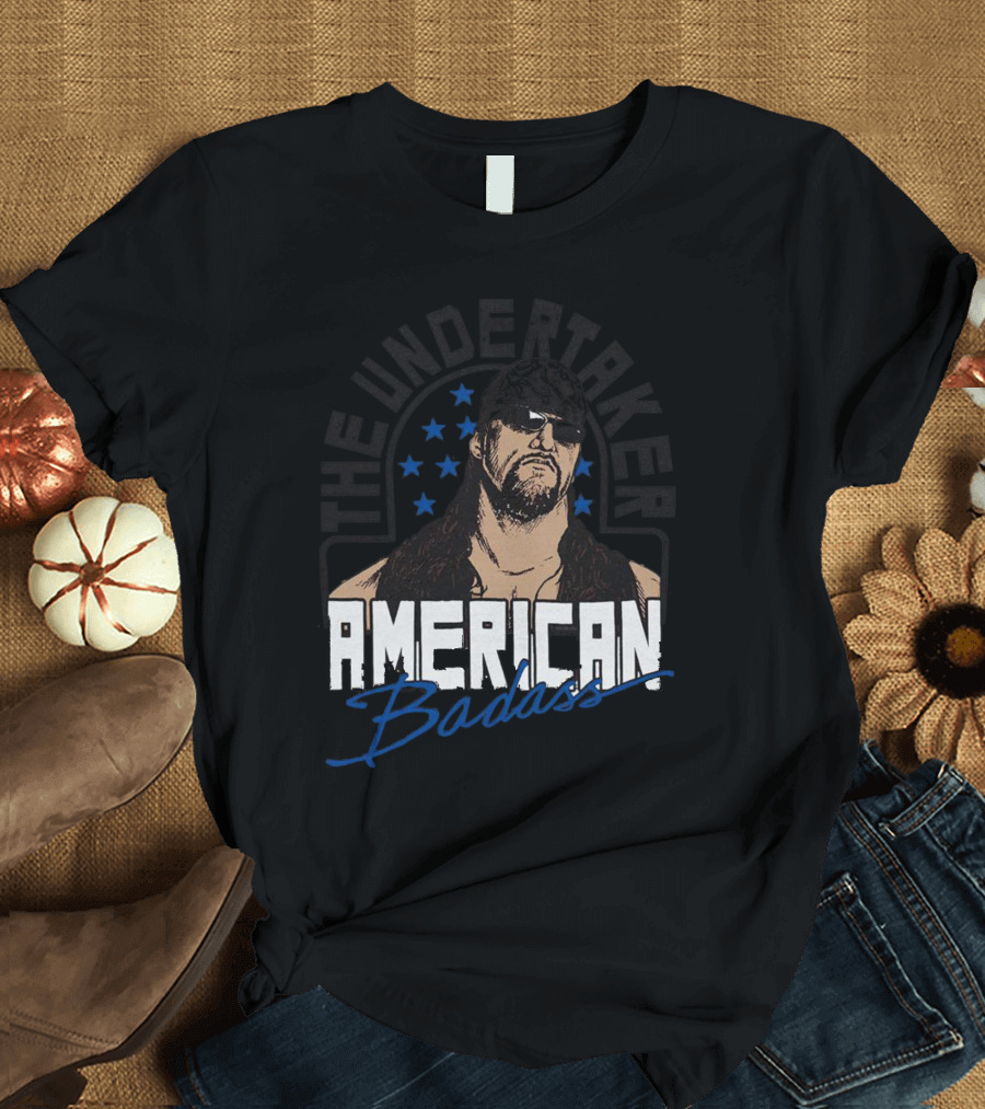 The Undertaker American Badass Stars Sunglasses Long Hair T-Shirt