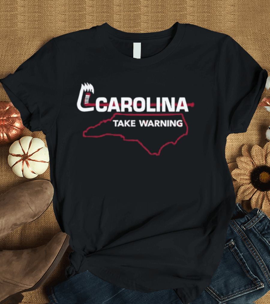 Carolina Hockey Take Warning State Outline T-Shirt