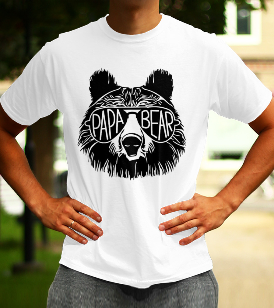 Papa Bear Sunglasses Cool Bear Head T-Shirt