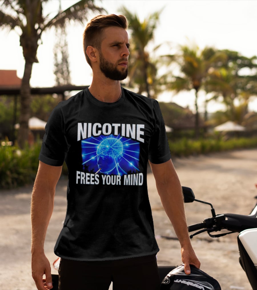 Nicotine Frees Your Mind Electric Brain Smoke Effect T-Shirt