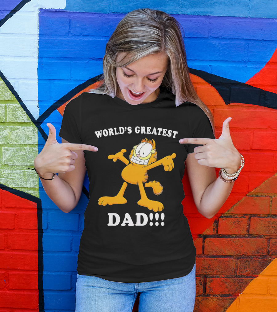 World's Greatest Dad Garfield Enthusiastic Pose T-Shirt