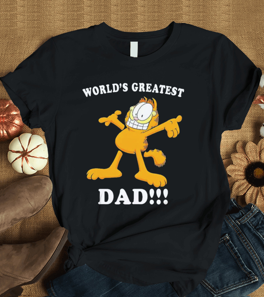 World's Greatest Dad Garfield Enthusiastic Pose T-Shirt
