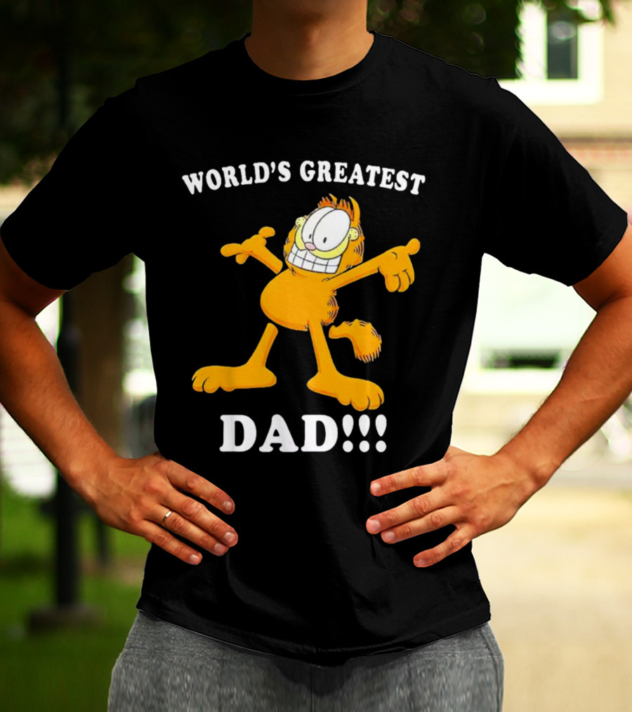 World's Greatest Dad Garfield Enthusiastic Pose T-Shirt