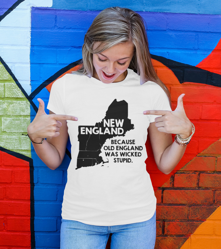 New England Map Outline Because Old England Was Wicked Stupid T-Shirt
