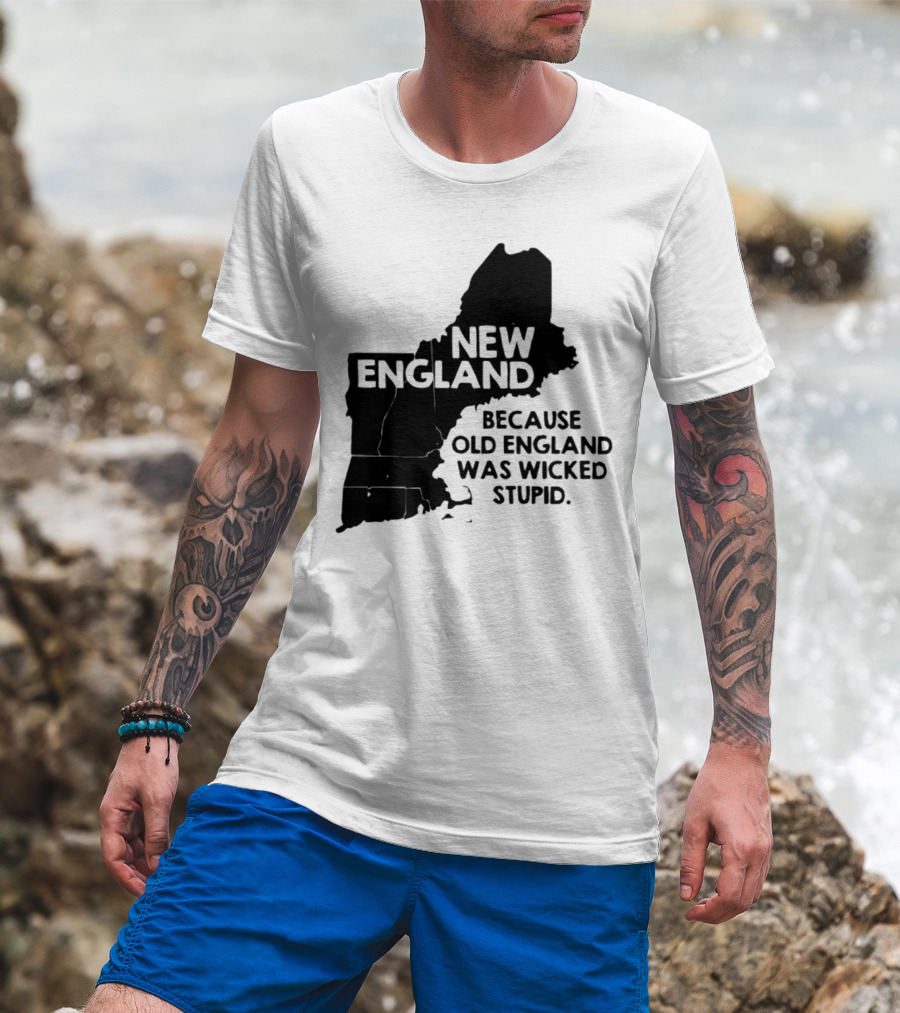 New England Map Outline Because Old England Was Wicked Stupid T-Shirt