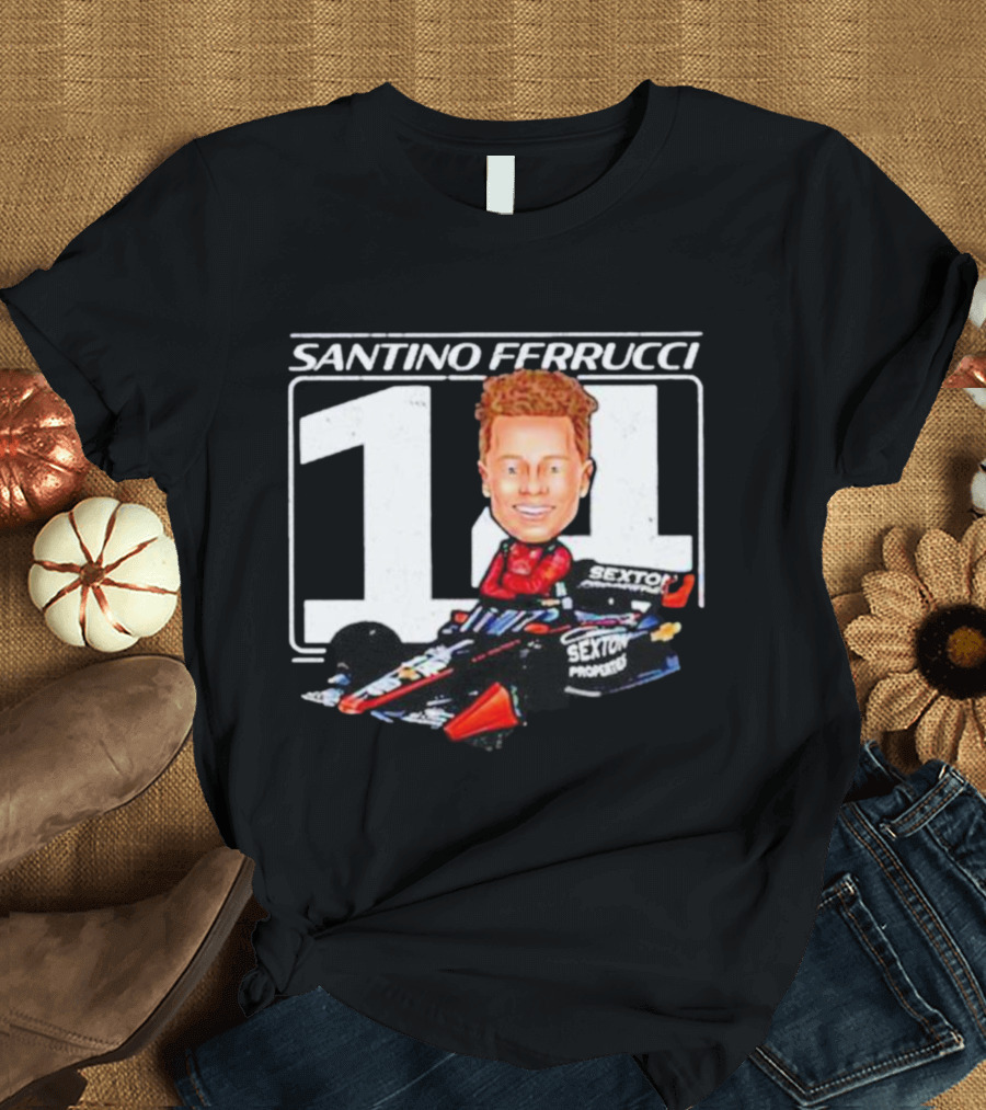 Santino Ferrucci 14 Sexton Properties Cartoon Racing Car T-Shirt