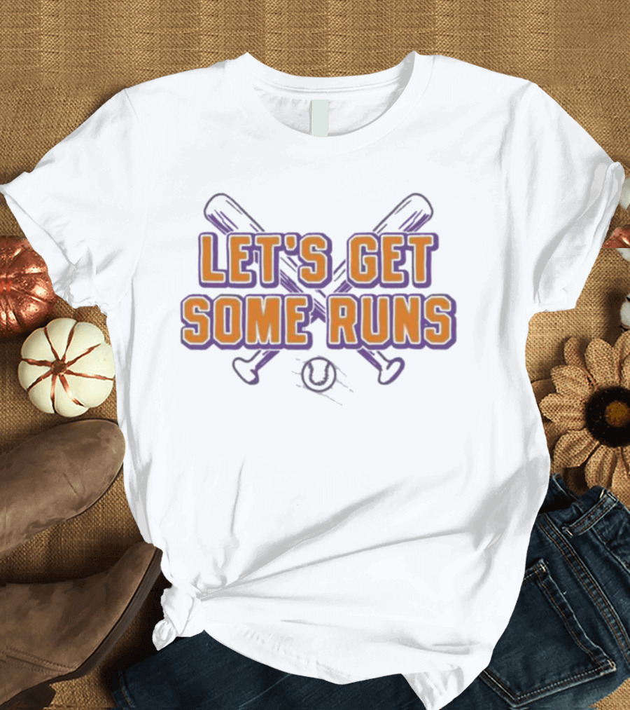 Clemson Tigers Let's Get Some Runs Baseball Bats And Ball T-Shirt