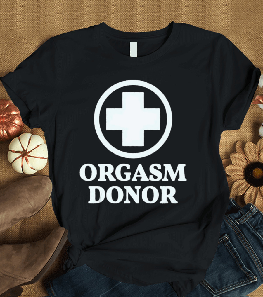 Orgasm Donor White Cross Circle T-Shirt