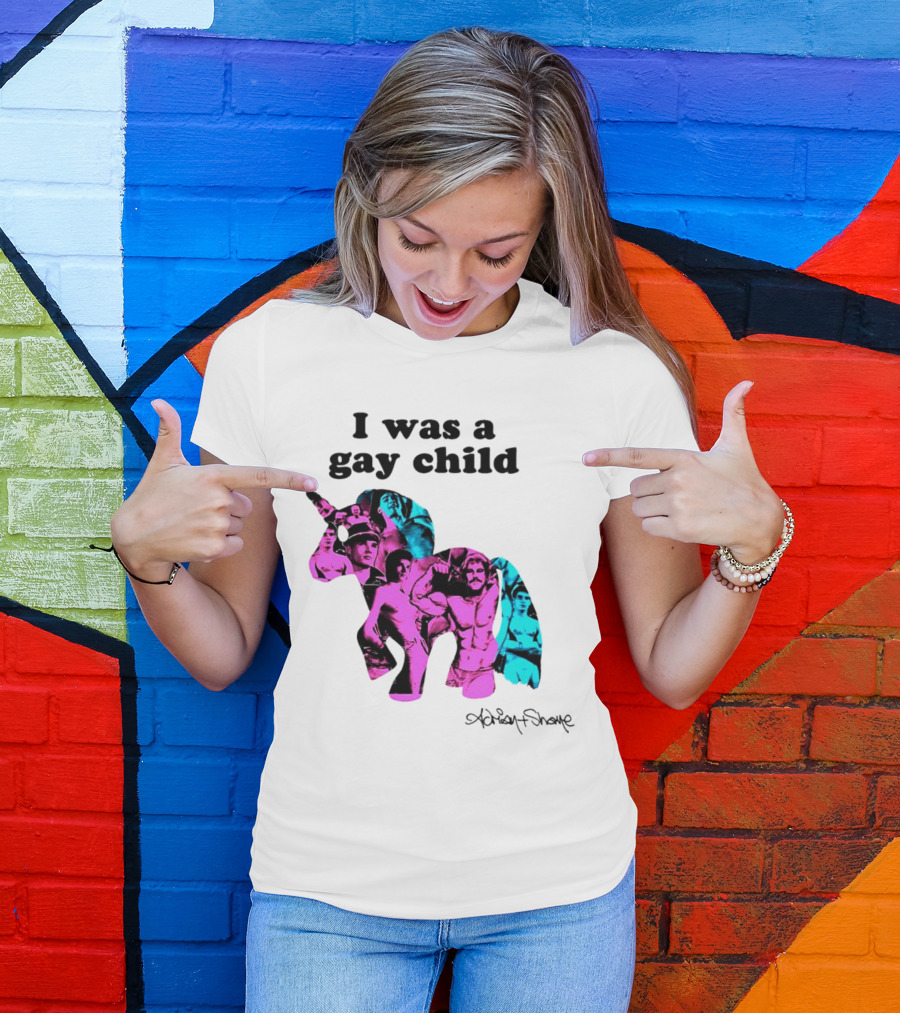 Adrian And Shane I Was A Gay Child Unicorn Collage T-Shirt