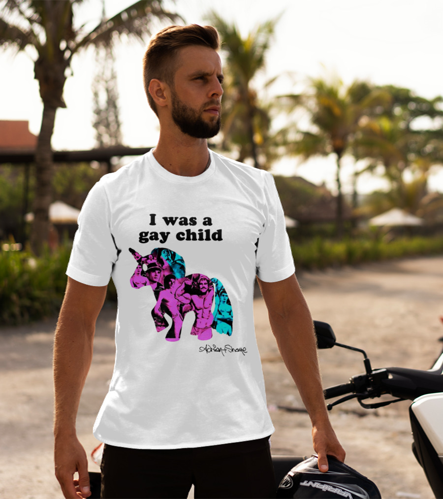 Adrian And Shane I Was A Gay Child Unicorn Collage T-Shirt