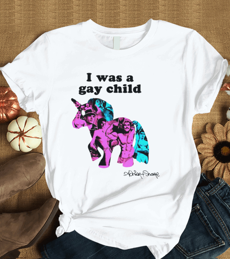 Adrian And Shane I Was A Gay Child Unicorn Collage T-Shirt
