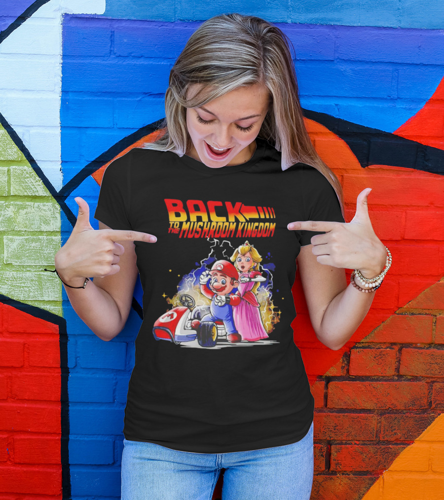Back To The Mushroom Kingdom Mario Princess Kart Lightning Retro Adventure T-Shirt