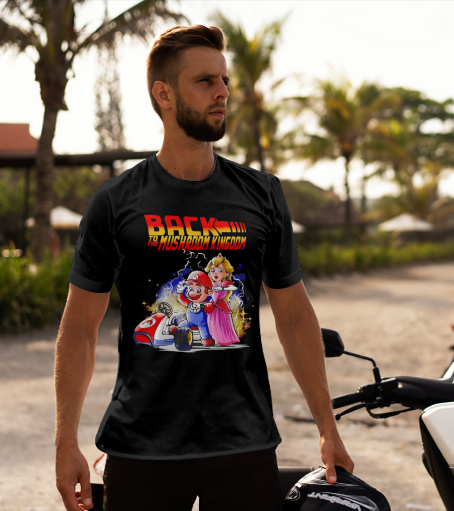 Back To The Mushroom Kingdom Mario Princess Kart Lightning Retro Adventure T-Shirt