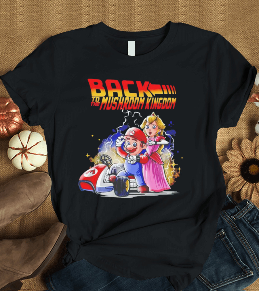 Back To The Mushroom Kingdom Mario Princess Kart Lightning Retro Adventure T-Shirt
