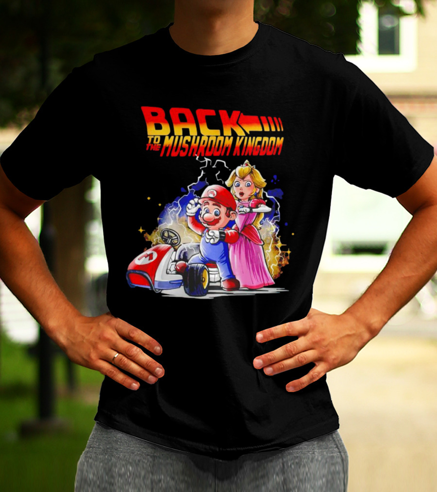 Back To The Mushroom Kingdom Mario Princess Kart Lightning Retro Adventure T-Shirt