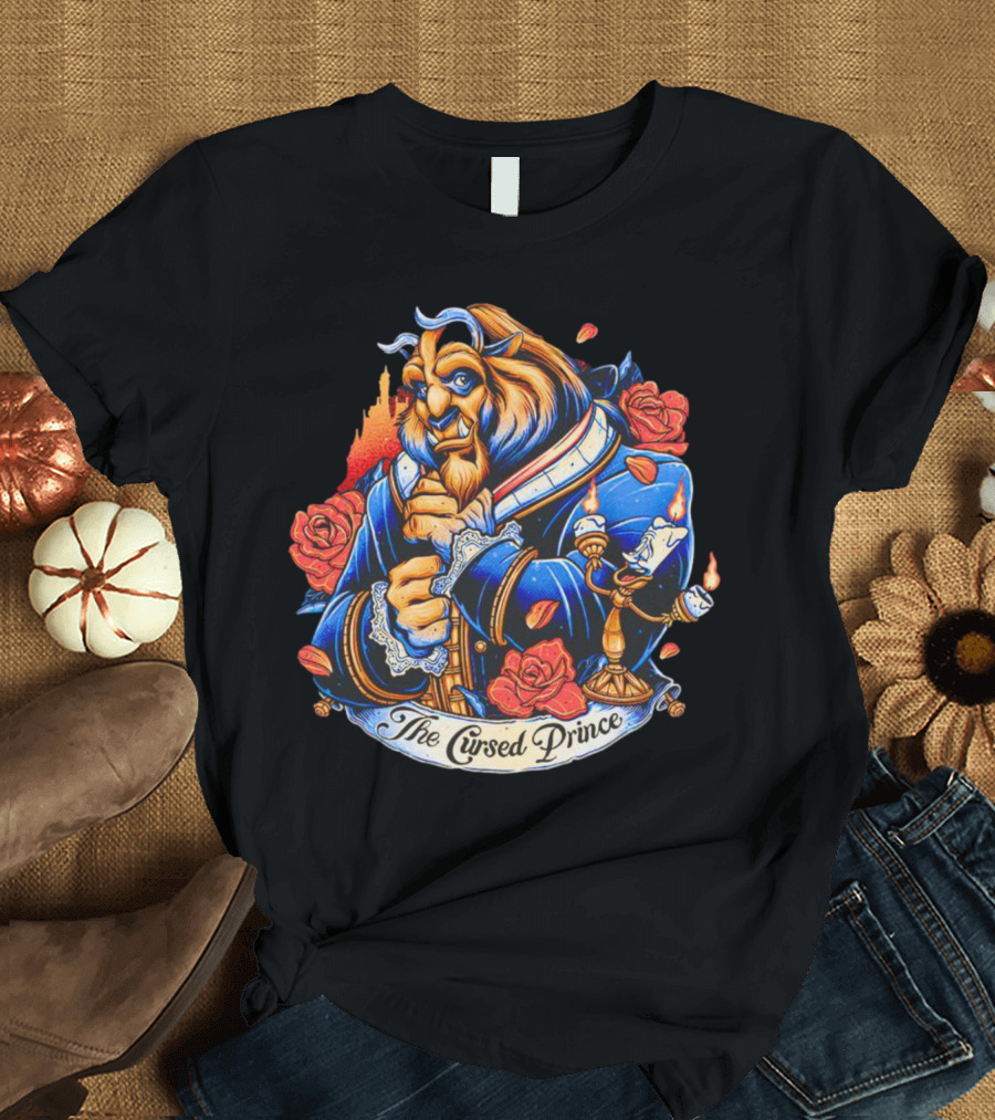 The Beast The Cursed Prince Roses And Candle Companion Scene T-Shirt
