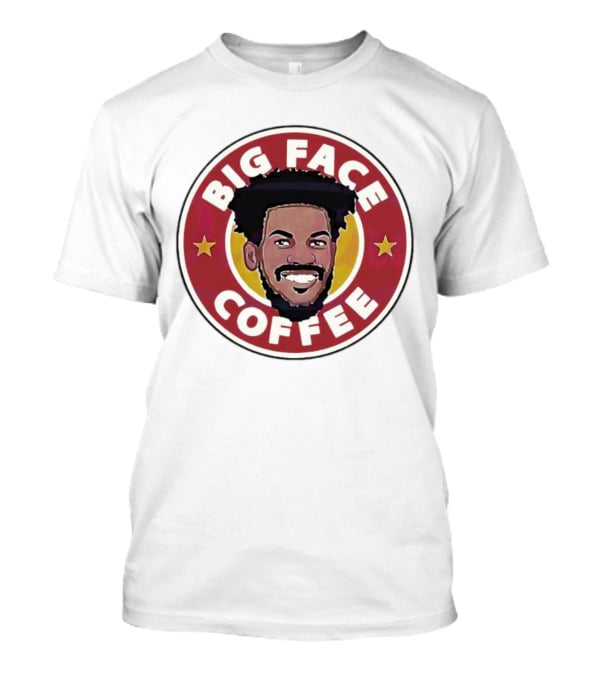 Big Face Coffee Jimmy Butler Circle Red Background Two Stars T-Shirt