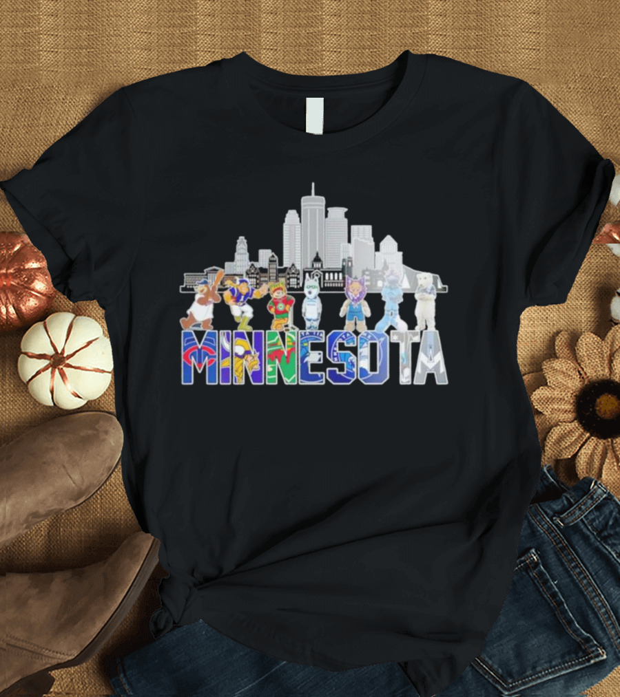 Minnesota Sports City Mascots Skyline T-Shirt